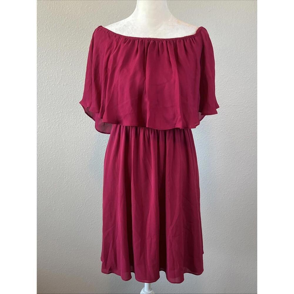 Alice + Olivia Ruffle Smocked Off Shoulder Dress Pink Size 4